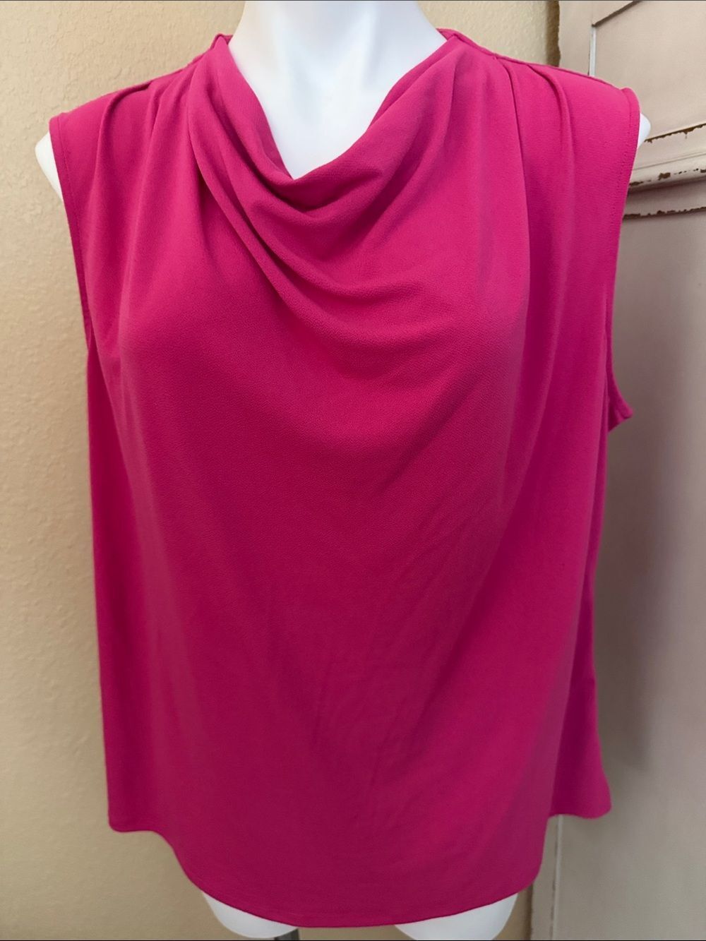 Worthington Draped Neck Sleeveless Camisole - Hot Pink
